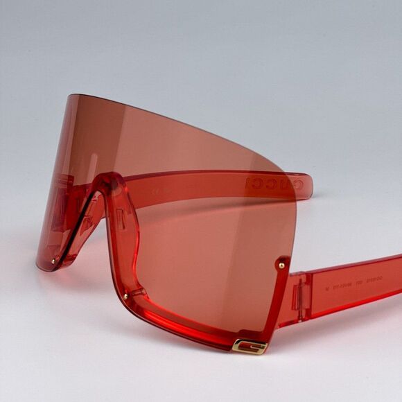 NEW Gucci GG1631S 001 Transparent Red Light Red Shield Unisex Sunglasses - Picture 9 of 12